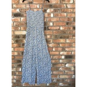 Elle Rae Blue Floral Print Wide Leg Jumpsuit Small